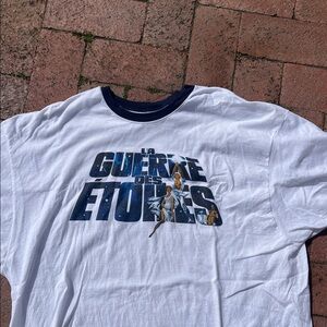 Star Wars White Graphic T-Shirt with Blue Print